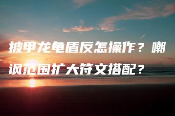 披甲龙龟盾反怎操作？嘲讽范围扩大符文搭配？ | ae插件合集