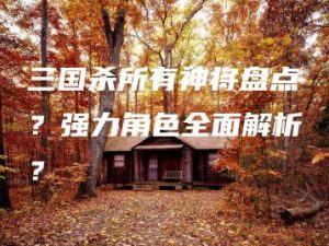 三国杀所有神将盘点？强力角色全面解析？ | ae插件合集