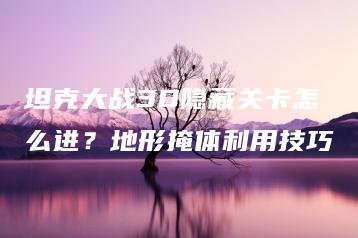 坦克大战3D隐藏关卡怎么进？地形掩体利用技巧 | ae插件合集