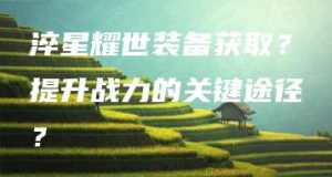 淬星耀世装备获取？提升战力的关键途径？ | ae插件合集