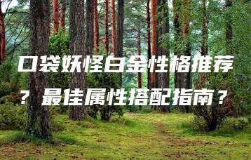 口袋妖怪白金性格推荐？最佳属性搭配指南？ | ae插件合集