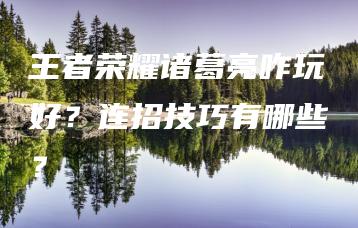 王者荣耀诸葛亮咋玩好？连招技巧有哪些？ | ae插件合集