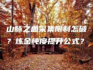 山脉之血采集限制怎破？炼金纯度提升公式？ | ae插件合集