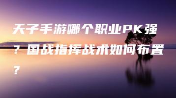 天子手游哪个职业PK强？国战指挥战术如何布置？ | ae插件合集