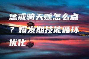 惩戒骑天赋怎么点？爆发期技能循环优化 | ae插件合集
