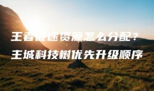 王者征途资源怎么分配？主城科技树优先升级顺序 | ae插件合集
