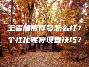 王者隐形符号怎么打？个性化昵称设置技巧？ | ae插件合集