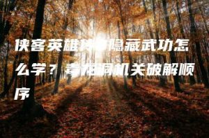 侠客英雄传3隐藏武功怎么学？毒龙洞机关破解顺序 | ae插件合集