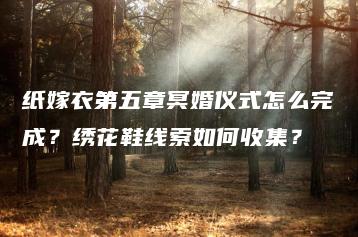 纸嫁衣第五章冥婚仪式怎么完成？绣花鞋线索如何收集？ | ae插件合集