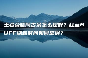 王者荣耀阿古朵怎么控野？红蓝BUFF刷新时间如何掌握？ | ae插件合集