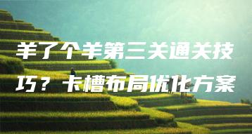 羊了个羊第三关通关技巧？卡槽布局优化方案 | ae插件合集