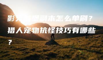 影牙城堡副本怎么单刷？猎人宠物抗怪技巧有哪些？ | ae插件合集