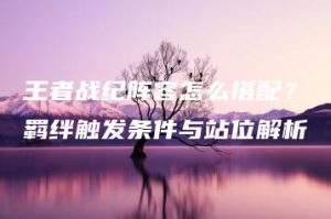 王者战纪阵容怎么搭配？羁绊触发条件与站位解析 | ae插件合集