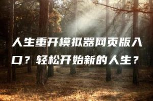 人生重开模拟器网页版入口？轻松开始新的人生？ | ae插件合集
