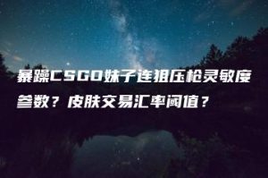 暴躁CSGO妹子连狙压枪灵敏度参数？皮肤交易汇率阈值？ | ae插件合集
