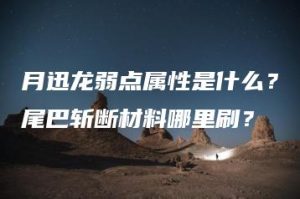 月迅龙弱点属性是什么？尾巴斩断材料哪里刷？ | ae插件合集