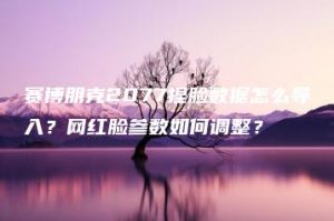 赛博朋克2077捏脸数据怎么导入？网红脸参数如何调整？ | ae插件合集