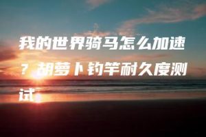 我的世界骑马怎么加速？胡萝卜钓竿耐久度测试 | ae插件合集