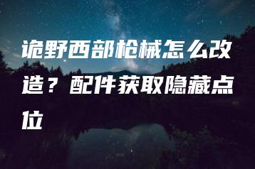 诡野西部枪械怎么改造？配件获取隐藏点位 | ae插件合集