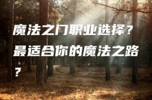 魔法之门职业选择？最适合你的魔法之路？ | ae插件合集