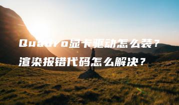 Quadro显卡驱动怎么装？渲染报错代码怎么解决？ | ae插件合集